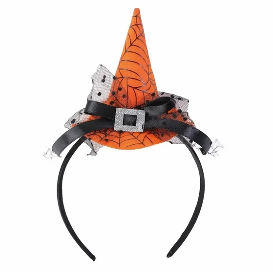 909380 TIARA C/CHAPEU DE BRUXA LARANJA C/ RENDA
