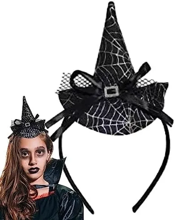 909383 TIARA C/CHAPEU DE BRUXA PRETO C/ RENDA