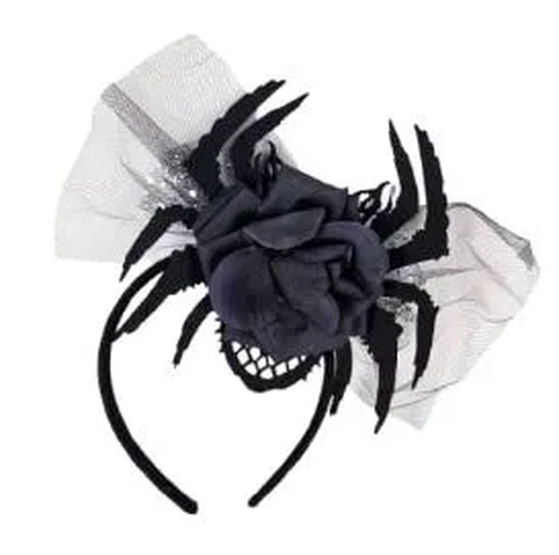 909375 TIARA HALLOWEEN ARANHA C/FLOR PRETA