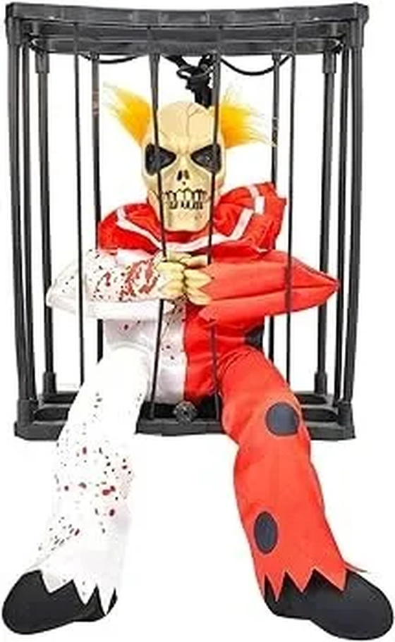 909404 BONECO ELETRONICO HALLOWEEN NA GAIOLA 23X27.5CM