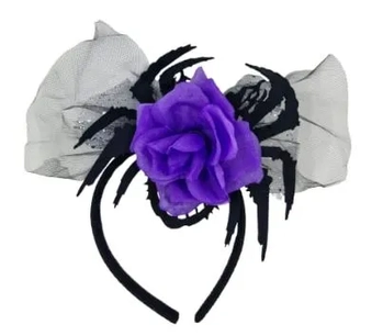 909376 TIARA HALLOWEEN ARANHA C/FLOR ROXA