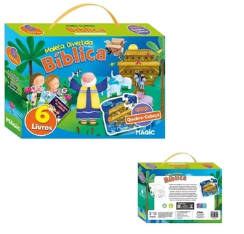 17598 MALETA DIVERTIDA - 6 LIVROS + 1 QUEBRA CABEÇA MADEIRA