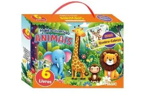 17601 ANIMAIS MALETA DIVERTIDA 6 LIVROS 1 QUEBRA CABECA