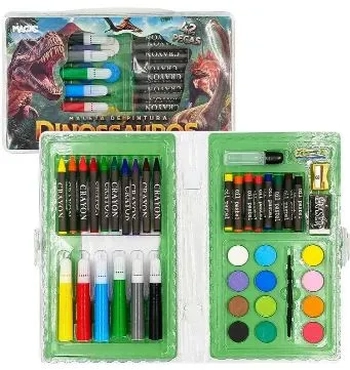 2172-D MALETA DE PINTURA 42 PEÇAS DINOSSAUROS