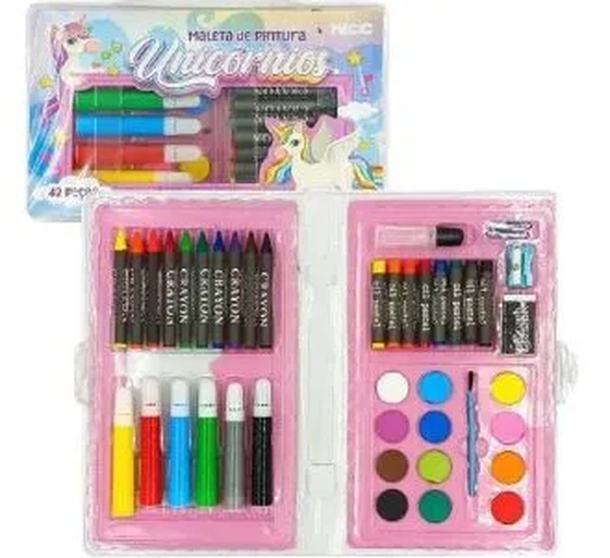 2172-B MALETA DE PINTURA 42 PEÇAS UNICORNIO
