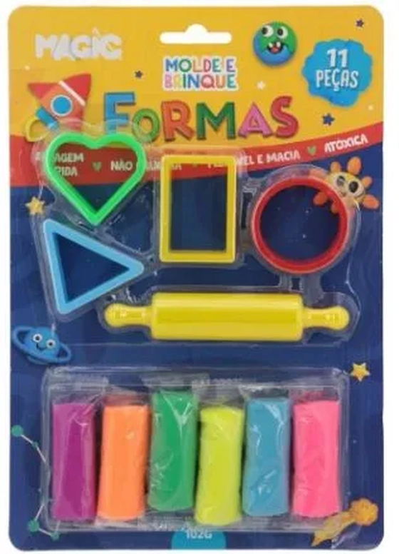 07101 MASSA DE MODELAR COM MOLDE 11 PÇS - 102G  FORMAS