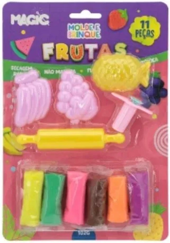 7103 MASSA DE MODELAR COM MOLDE 11 PÇS - 102G FRUTAS