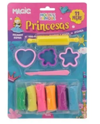 7105 MASSA DE MODELAR COM MOLDE 11 PÇS - 102G PRINCESAS