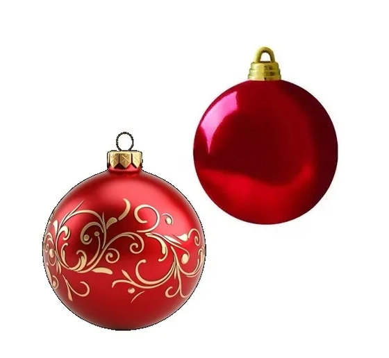 909733 BOLA TUBO DECORADA VERMELHA 8CM C/5