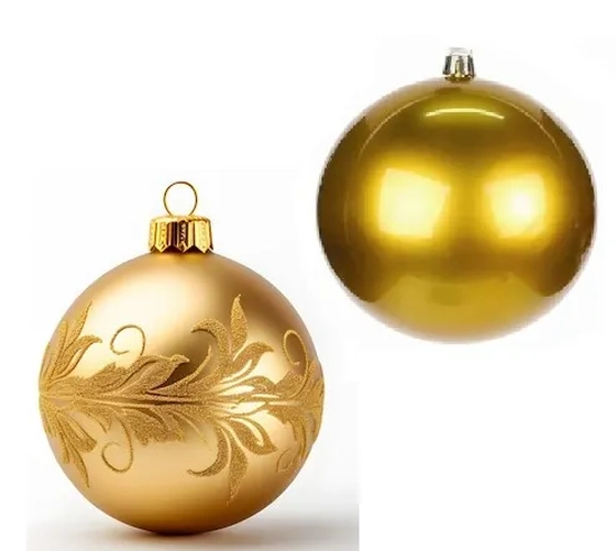 909734 BOLA TUBO DECORADA DOURADA 8CM C/5