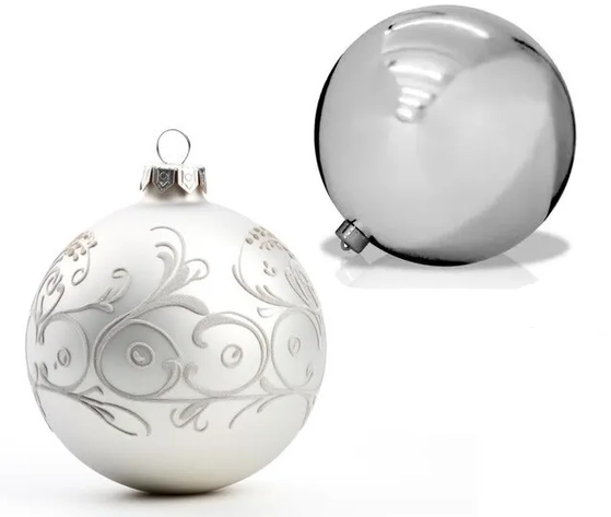 909735 BOLA TUBO DECORADA PRATA 8CM C/5