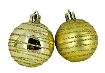 909737 BOLA TUBO DECORADA DOURADA 5CM C/5