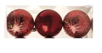 909757 BOLA TUBO DECORADA VERMELHA 8CM C/5