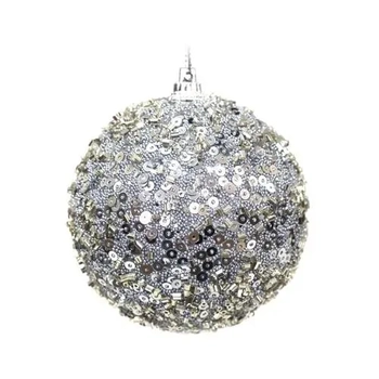 909770 BOLA TUBO BRILHANTE PRATA 5CM C/5
