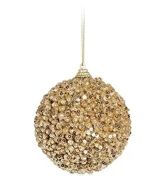 909772 BOLA TUBO BRILHANTE DOURADO 8CM C/5