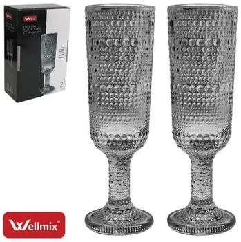 WG21142 CJ 2 TACAS CHAMPAGNE VIDRO PALLA TRANSPARENTE