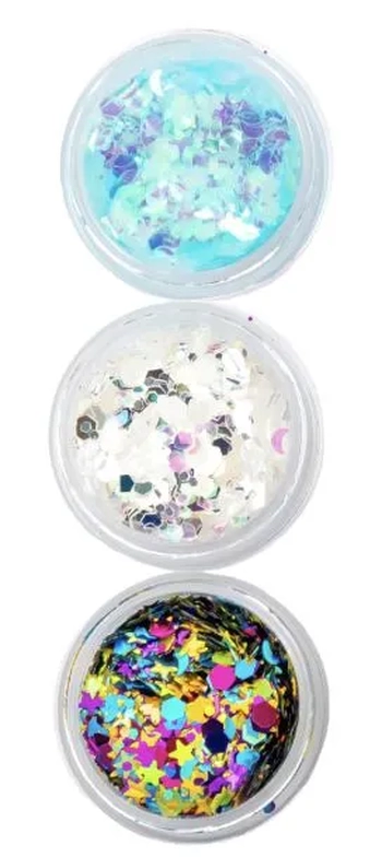 GL-MIX02 GLITTER AGUA MARINHA /PEDRA DA LUA/ FLUORITA C/COLA