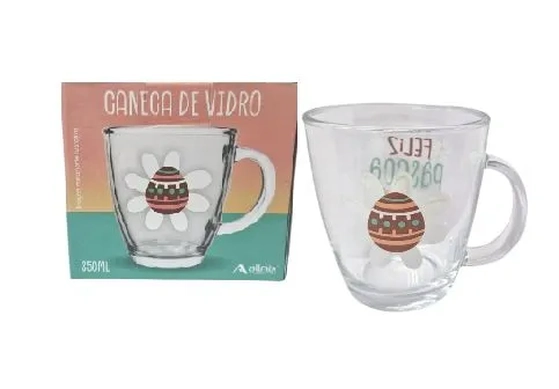 111428 CANECA CONICA DE VIDRO PASCOA 350 ML LUVA COM 1 - OVO