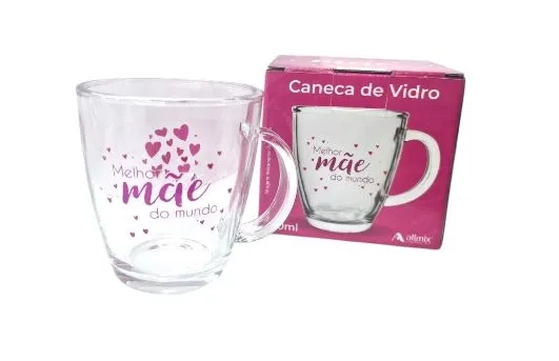 111425 CANECA CÔNICA DE VIDRO MÃE 350 ML LUVA COM 1 - MÃE