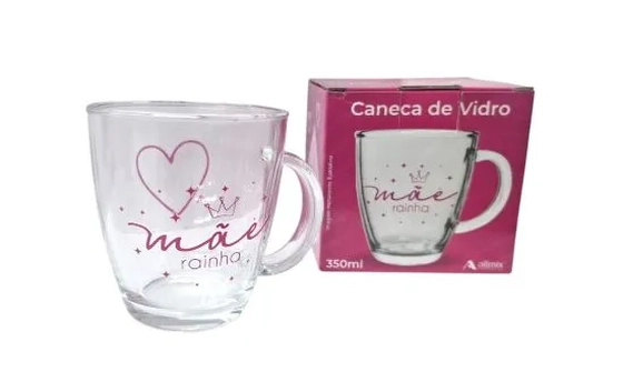 111429 CANECA CÔNICA DE VIDRO MÃE 350 ML LUVA COM 1 - MÃE 