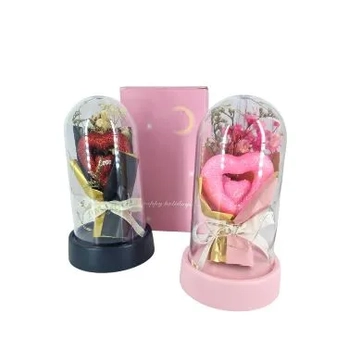 ASH-82.0243 CUPULA DE ROSA C/LUZ 14.50CM