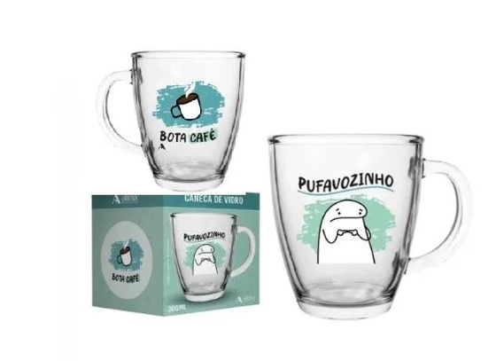 111419 CANECA CÔNICA DE VIDRO FLORK 350 ML LUVA COM 1 - PUFA