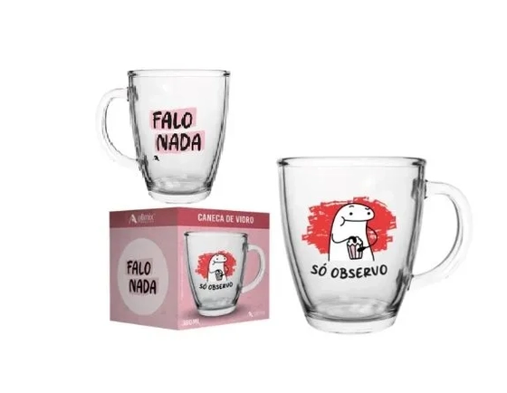 111420 CANECA CÔNICA DE VIDRO FLORK 350 ML LUVA COM 1 
