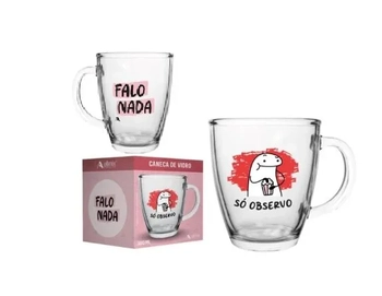 111420 CANECA CÔNICA DE VIDRO FLORK 350 ML LUVA COM 1 