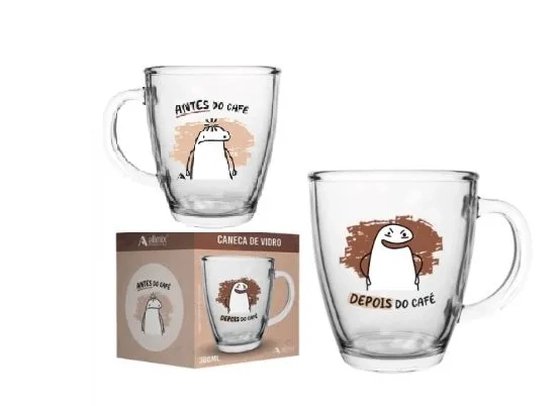 111421 CANECA CÔNICA DE VIDRO FLORK 350 ML LUVA COM 1 