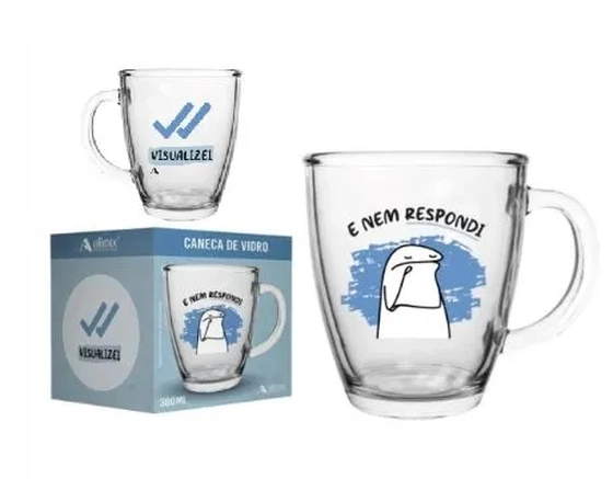111422 CANECA CÔNICA DE VIDRO FLORK 350 ML LUVA COM 1 - E NE