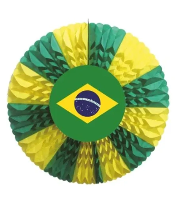CP-ELB ENFEITE LEQUE COM BANDEIRA NAS CORES VERDE E AMARELO 