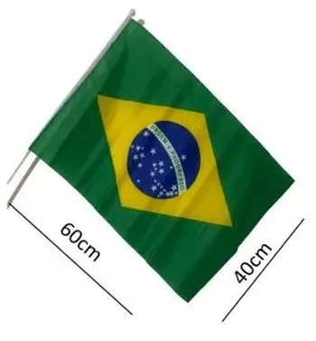 PT12281 BANDEIRA BRASIL C/HASTE 60X40CM C/12