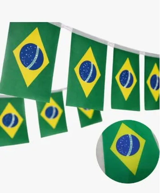 PT12290 BANDEIRA BRASIL C/CORDA C/10 PCS 28X20CM