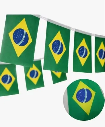 PT12290 BANDEIRA BRASIL C/CORDA C/10 PCS 28X20CM