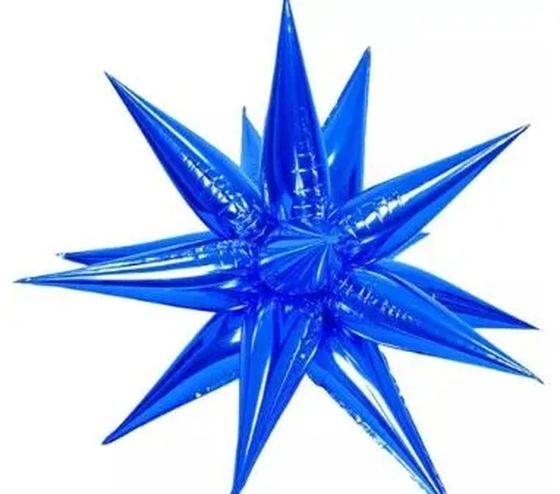 Q01906 BALAO METALIZADO ESTRELA 14 PONTAS AZUL N°21