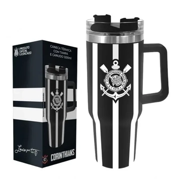 153139 CANECA TERMICA INOX C/TAMPA/CANUDO 1200ML CORINTHIANS
