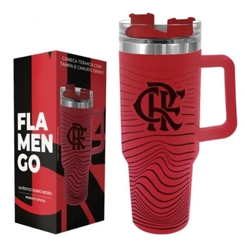 153133 CANECA TERMICA INOX C/TAMPA/CANUDO 1200ML FLAMENGO