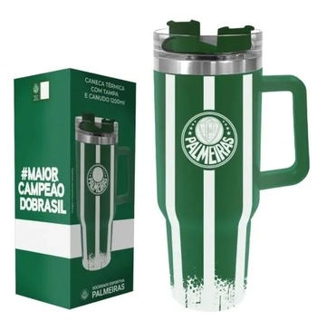 153138 CANECA TERMICA INOX C/TAMPA/CANUDO 1200ML PALMEIRAS