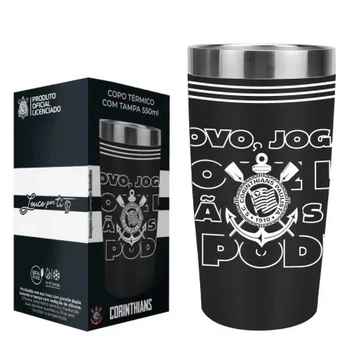 123139 COPO TERMICO INOX C/TAMPA 550ML CORINTHIANS