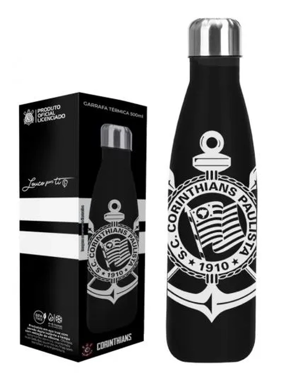 113139 GARRAFA TERMICA INOX 500ML CORINTHIANS