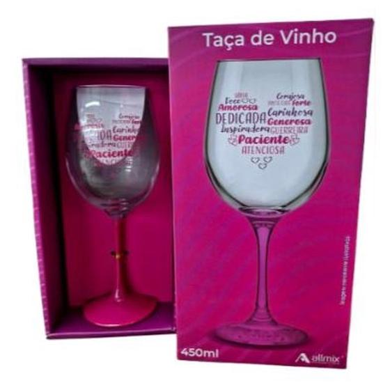 221013 TAÇA VINHO DE VIDRO 450 ML LUVA COM 01 - MÃE ATENCIOS