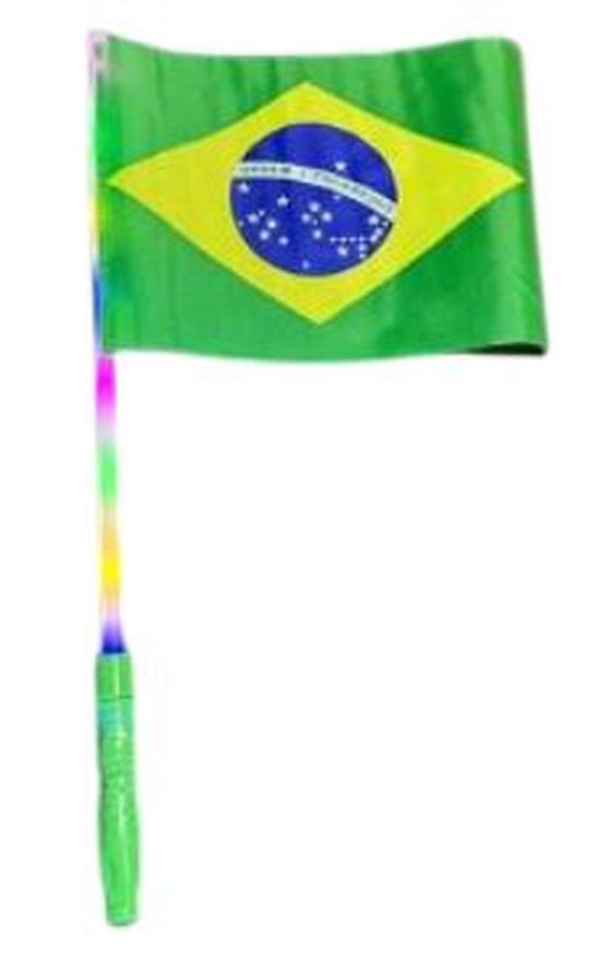 CP973 BANDEIRA EM TECIDO COM HASTE DE MÃO 20X28 CM -COM LED