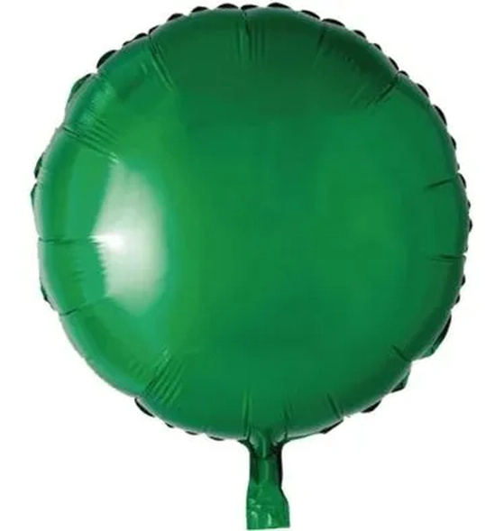 Q00109 BALAO METALIZADO REDONDO C/ CANUDO N°18 VERDE