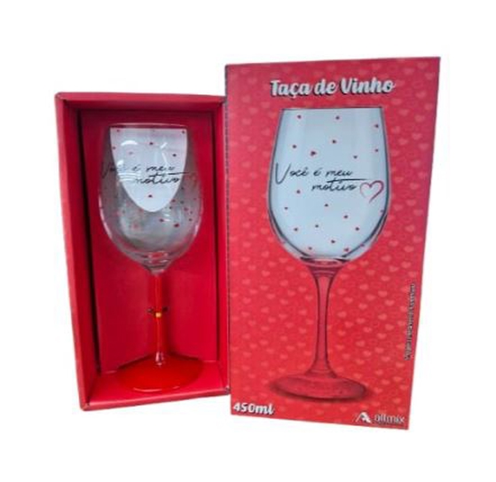 221014 TAÇA VINHO DE VIDRO LOVE 450 ML LUVA COM 01 - MOTIVO
