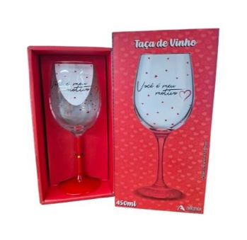 221014 TAÇA VINHO DE VIDRO LOVE 450 ML LUVA COM 01 - MOTIVO