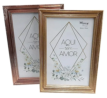 PHC01153 PORTA RETRATO DE PLASTICO MOLDURA METALIZADA