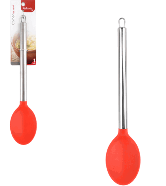 WX6004 COLHER SILICONE CABO METAL VERMELHA