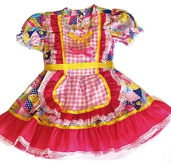 4023 VESTIDO JUNINO BEBE AVENTAL M/G/GG