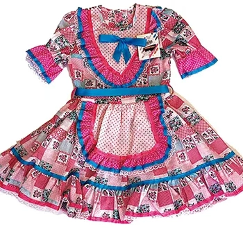 6006 VESTIDO JUNINO EST. AVENTAL TAMANHO 4 AO 16