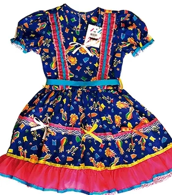 6005 VESTIDO JUNINO EST. FLU FLU TAMANHO 4 AO 16